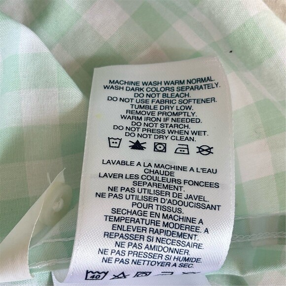 Lands' End Button-Up Top Womens 18P Petite Mint Green Gingham Sleeveless - Picture 4 of 8
